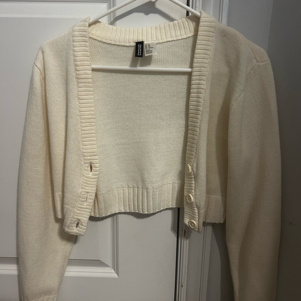 H&M Cream Ribbed Knit Cardigan